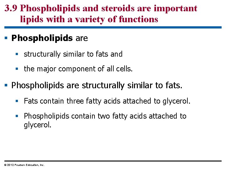 3. 9 Phospholipids and steroids are important lipids with a variety of functions §