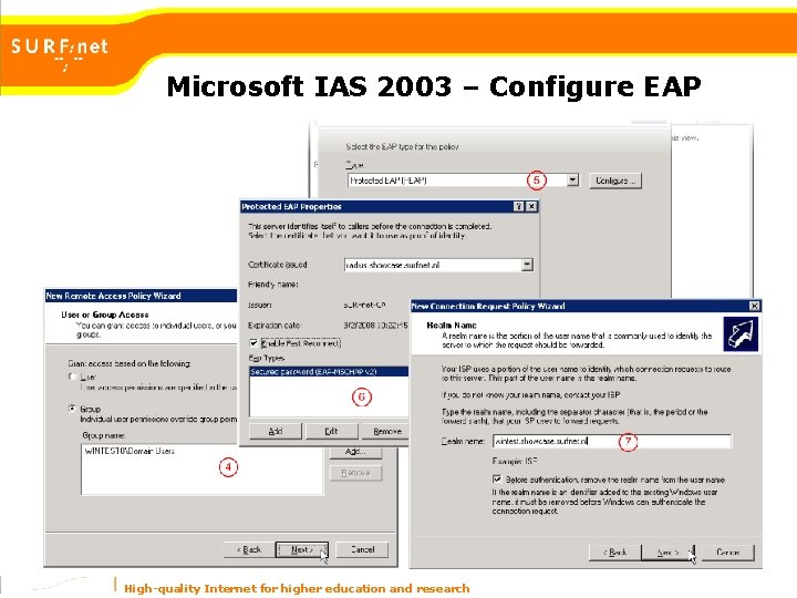 Microsoft IAS 2003 – Configure EAP High-quality Internet for higher education and research Microsoft IAS 2003 – Configure EAP High-quality Internet for higher education and research