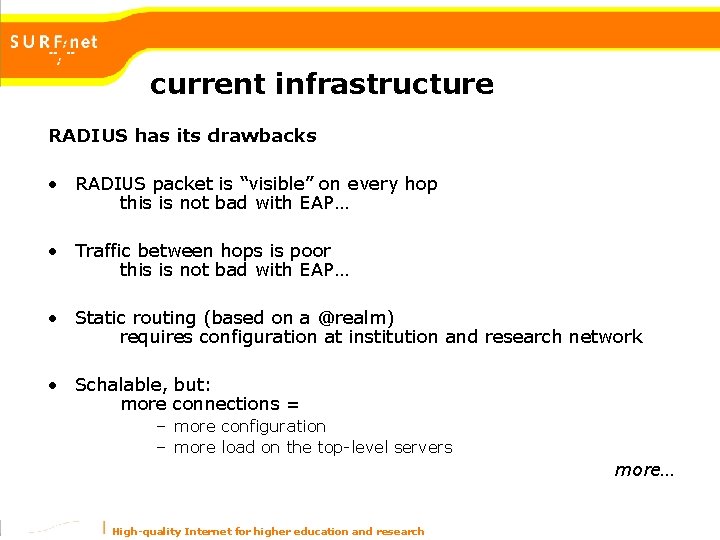 current infrastructure RADIUS has its drawbacks • RADIUS packet is “visible” on every hop current infrastructure RADIUS has its drawbacks • RADIUS packet is “visible” on every hop