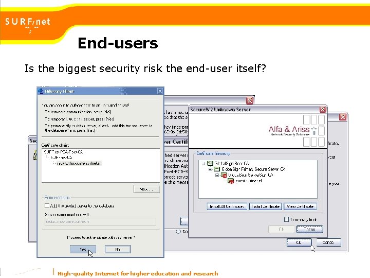 End-users Is the biggest security risk the end-user itself? High-quality Internet for higher education End-users Is the biggest security risk the end-user itself? High-quality Internet for higher education