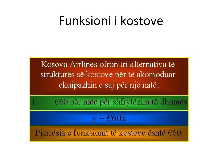 Funksioni i kostove Kosova Airlines ofron tri alternativa të strukturës së kostove për të