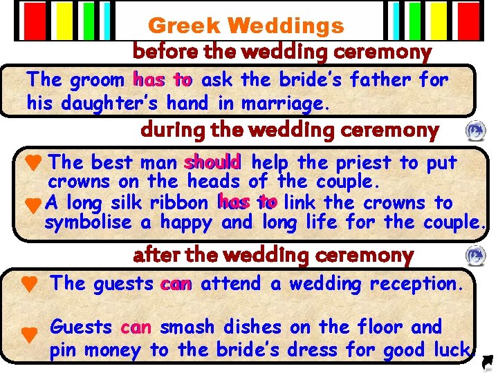 Greek Weddings before the wedding ceremony The groom has to ask the bride’s father