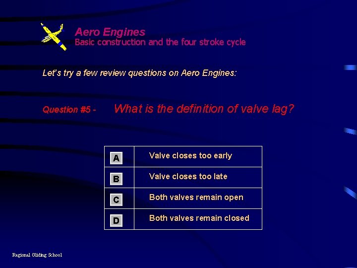 Aero Engines Basic construction and the four stroke cycle Let's try a few review