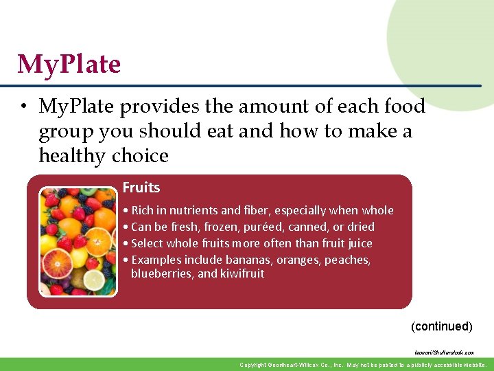 My. Plate • My. Plate provides the amount of each food group you should My. Plate • My. Plate provides the amount of each food group you should