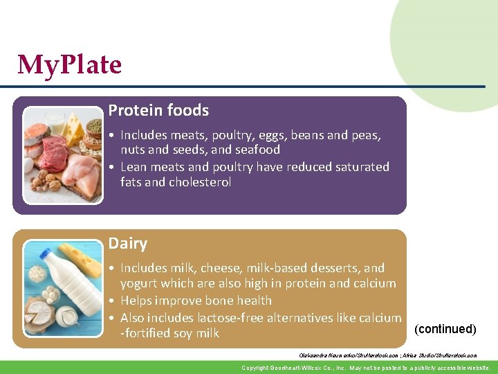 My. Plate Protein foods • Includes meats, poultry, eggs, beans and peas, nuts and My. Plate Protein foods • Includes meats, poultry, eggs, beans and peas, nuts and