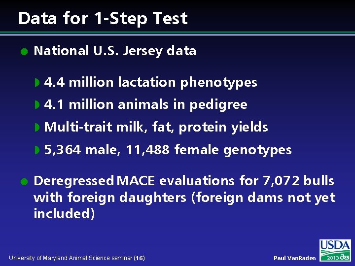 Data for 1 -Step Test l l National U. S. Jersey data w 4.