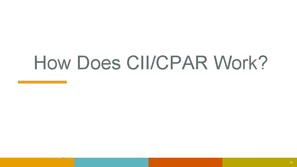 How Does CII/CPAR Work? 15 15 How Does CII/CPAR Work? 15 15