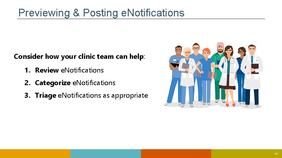 Previewing & Posting e. Notifications Consider how your clinic team can help: 1. Review Previewing & Posting e. Notifications Consider how your clinic team can help: 1. Review