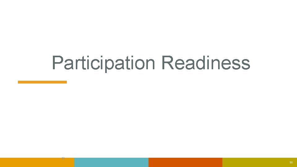 Participation Readiness 50 50 Participation Readiness 50 50