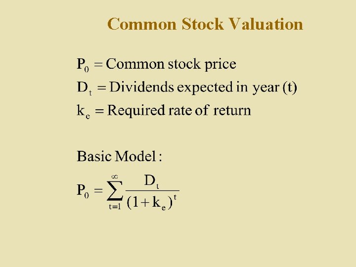 Common Stock Valuation 