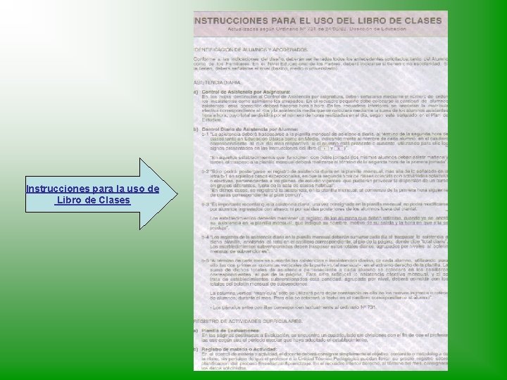 Instrucciones para la uso de Libro de Clases 