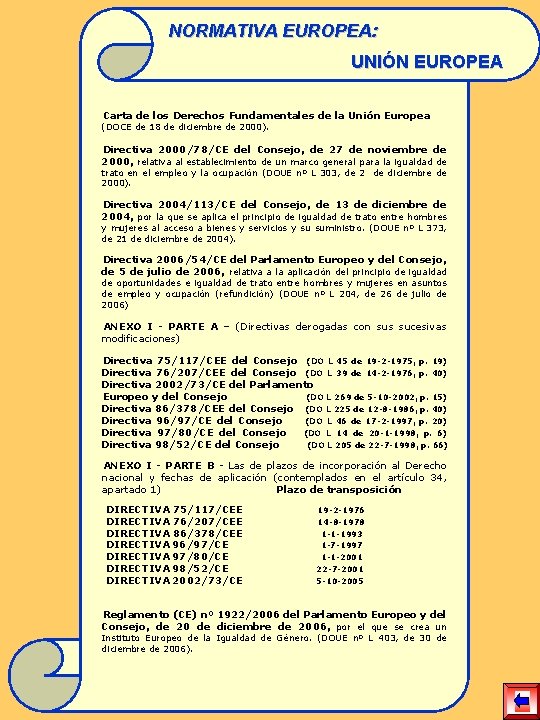 NORMATIVA EUROPEA: UNIÓN EUROPEA Carta de los Derechos Fundamentales de la Unión Europea (DOCE