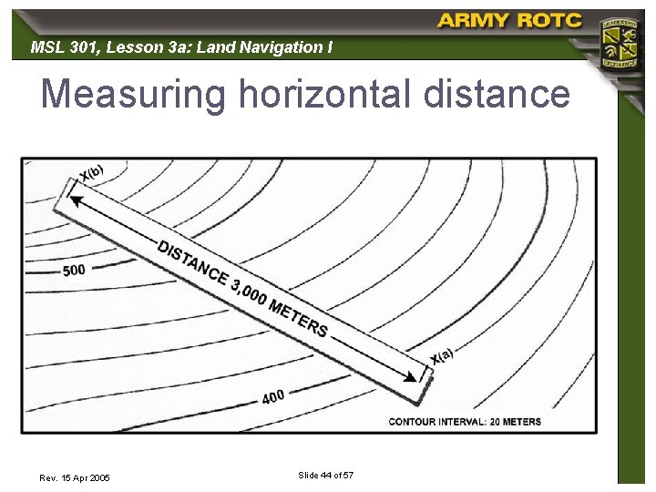 MSL 301, 301 Lesson 3 a: Land Navigation I Measuring horizontal distance Insert figure