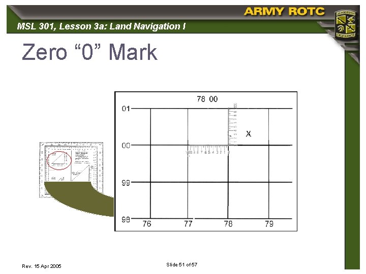 MSL 301, 301 Lesson 3 a: Land Navigation I Zero “ 0” Mark Place