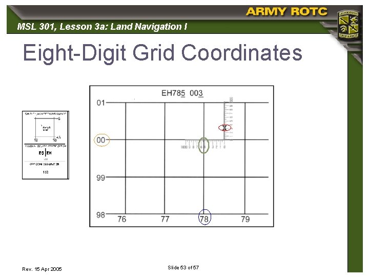 MSL 301, 301 Lesson 3 a: Land Navigation I Eight-Digit Grid Coordinates Rev. 15