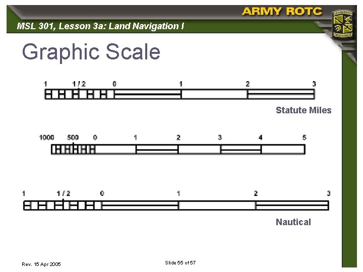 MSL 301, 301 Lesson 3 a: Land Navigation I Graphic Scale Statute Miles Kilometers