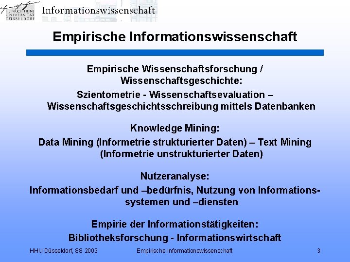 Empirische Informationswissenschaft Empirische Wissenschaftsforschung / Wissenschaftsgeschichte: Szientometrie - Wissenschaftsevaluation – Wissenschaftsgeschichtsschreibung mittels Datenbanken Knowledge