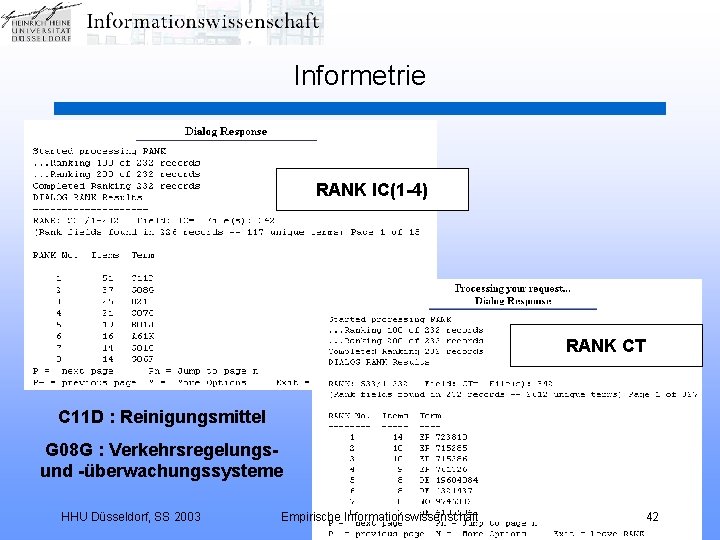 Informetrie RANK IC(1 -4) RANK CT C 11 D : Reinigungsmittel G 08 G