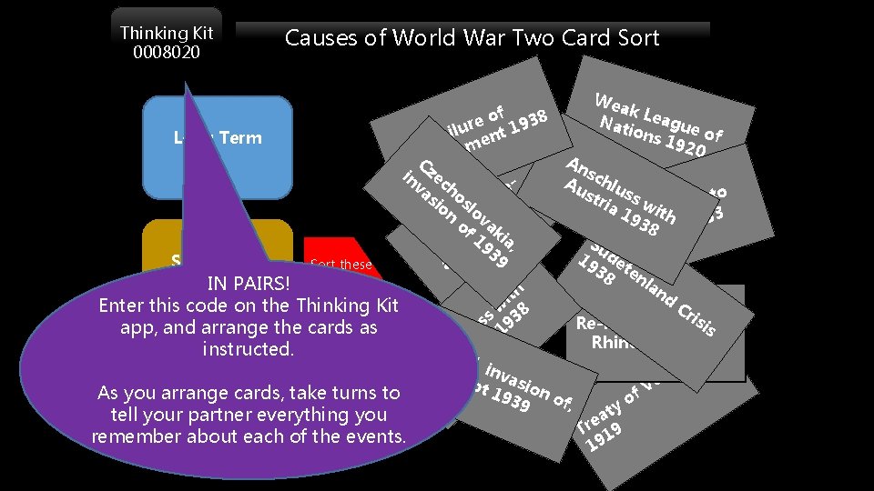 Thinking Kit 0008020 Causes of World War Two Card Sort Wea k Nat League