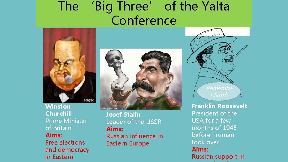 The ‘Big Three’ of the Yalta Conference Remembe r him? ! Winston Churchill Prime