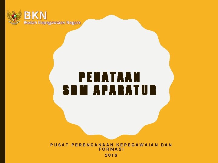 BKN Badan Kepegawaian Negara PENATAAN SDM APARATUR PUSAT PERENCANAAN KEPEGAWAIAN DAN FORMASI 2016 