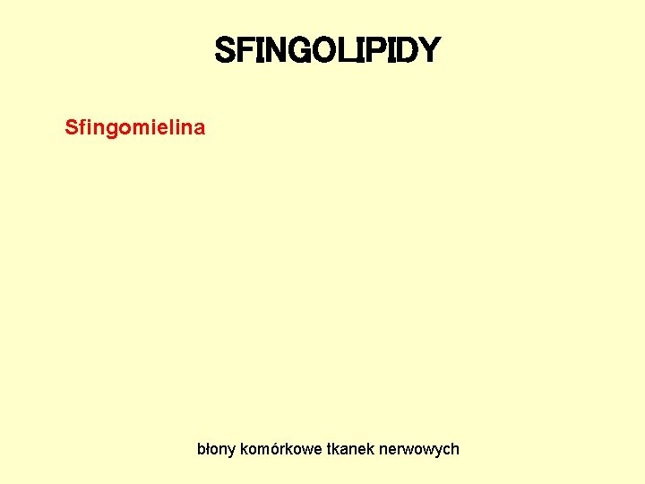 SFINGOLIPIDY Sfingomielina błony komórkowe tkanek nerwowych 