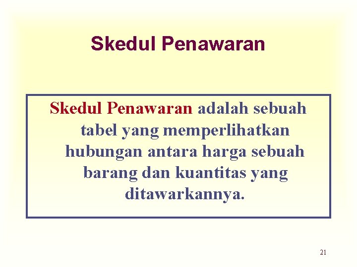 Skedul Penawaran adalah sebuah tabel yang memperlihatkan hubungan antara harga sebuah barang dan kuantitas