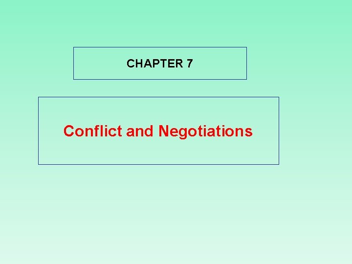 CHAPTER 7 Conflict and Negotiations 