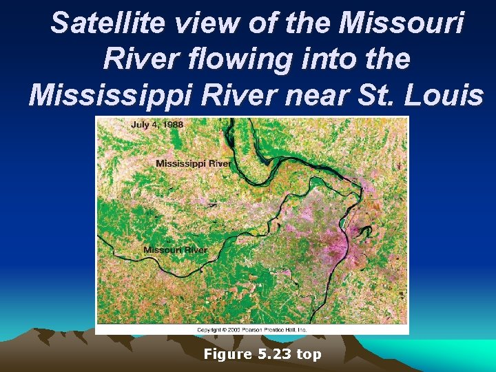 Satellite view of the Missouri River flowing into the Mississippi River near St. Louis