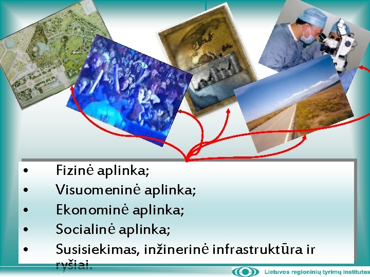 • • • Fizinė aplinka; Visuomeninė aplinka; Ekonominė aplinka; Socialinė aplinka; Susisiekimas, inžinerinė • • • Fizinė aplinka; Visuomeninė aplinka; Ekonominė aplinka; Socialinė aplinka; Susisiekimas, inžinerinė