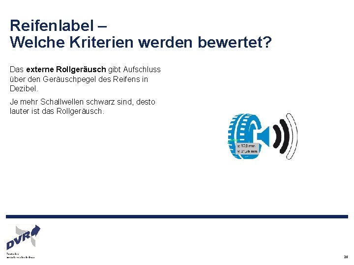 Reifenlabel – Welche Kriterien werden bewertet? Das externe Rollgeräusch gibt Aufschluss über den Geräuschpegel