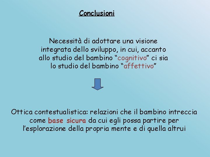 Conclusioni Necessità di adottare una visione integrata dello sviluppo, in cui, accanto allo studio