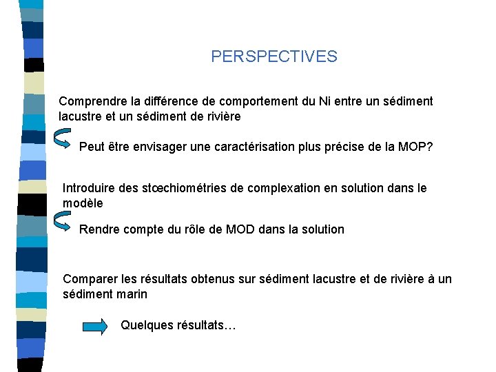 PERSPECTIVES Comprendre la différence de comportement du Ni entre un sédiment lacustre et un