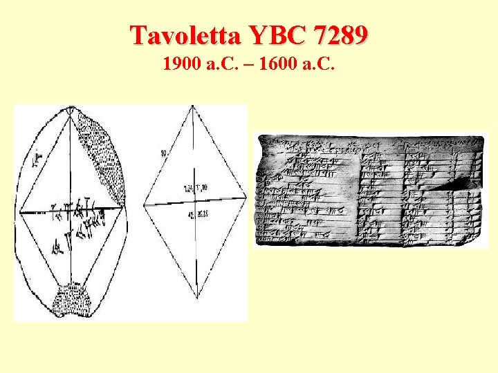 Tavoletta YBC 7289 1900 a. C. – 1600 a. C. 
