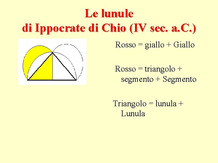 Le lunule di Ippocrate di Chio (IV sec. a. C. ) Rosso = giallo