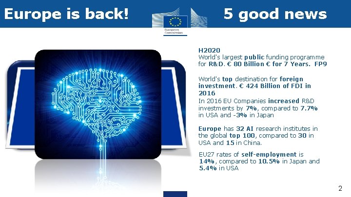 Europe is back! 5 good news H 2020 World's largest public funding programme for Europe is back! 5 good news H 2020 World's largest public funding programme for