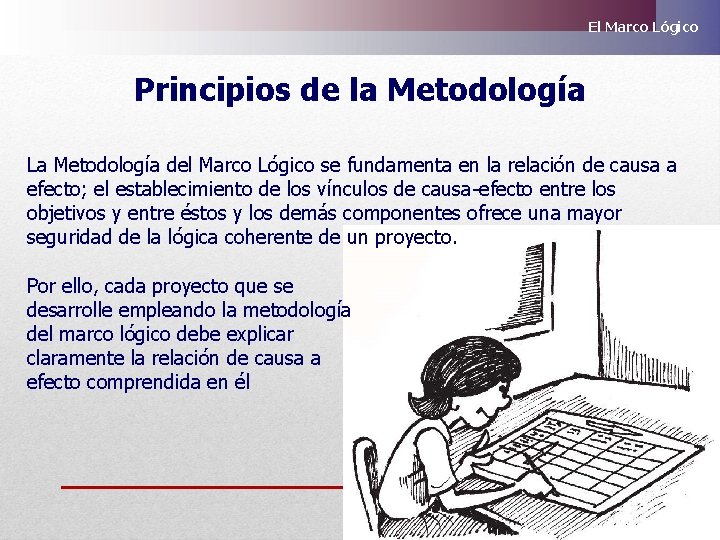 El Marco Lógico Principios de la Metodología La Metodología del Marco Lógico se fundamenta