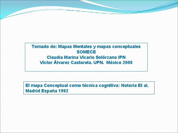 Tomado de: Mapas Mentales y mapas conceptuales SOMECE Claudia Marina Vicario Solórzano IPN Víctor