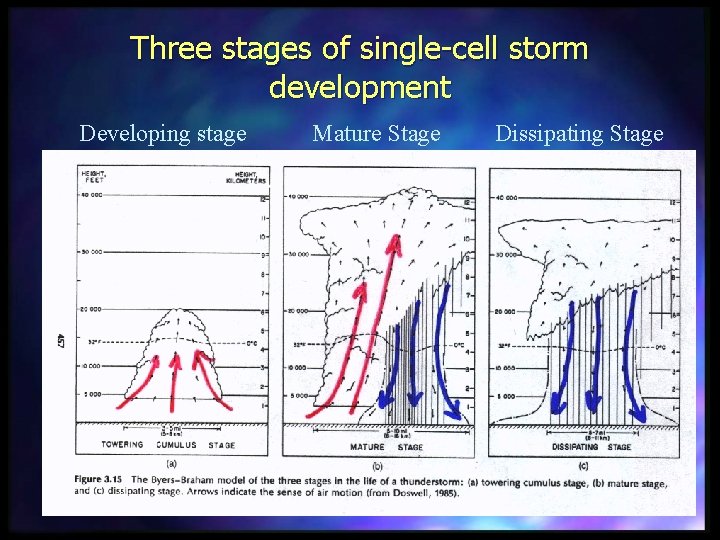 Three stages of single-cell storm development Developing stage Mature Stage Dissipating Stage 