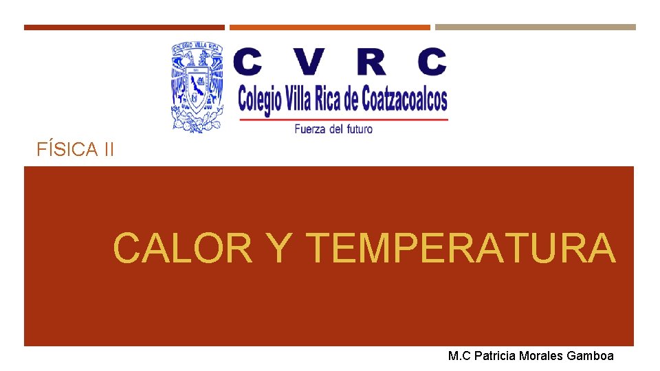 FÍSICA II CALOR Y TEMPERATURA M. C Patricia Morales Gamboa 