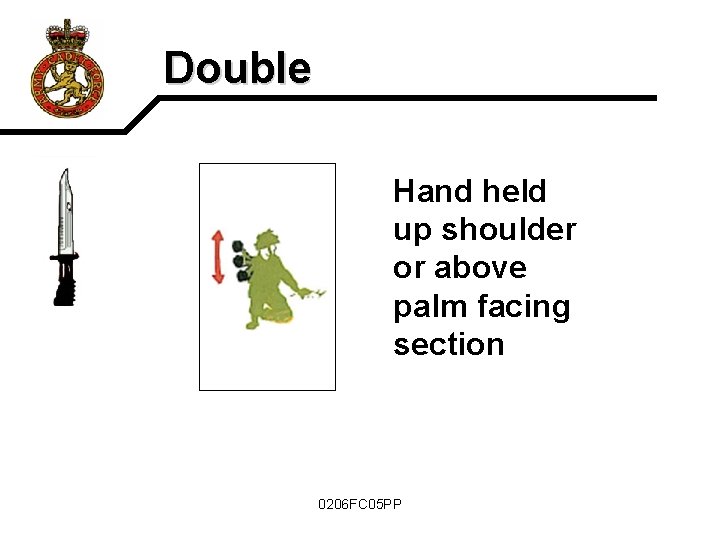 Double Hand held up shoulder or above palm facing section 0206 FC 05 PP