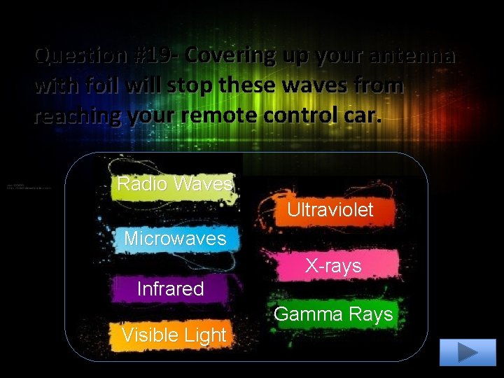 Question #19 - Covering up your antenna with foil will stop these waves from Question #19 - Covering up your antenna with foil will stop these waves from