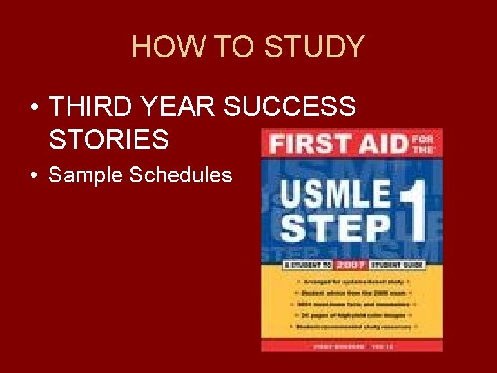 HOW TO STUDY • THIRD YEAR SUCCESS STORIES • Sample Schedules 