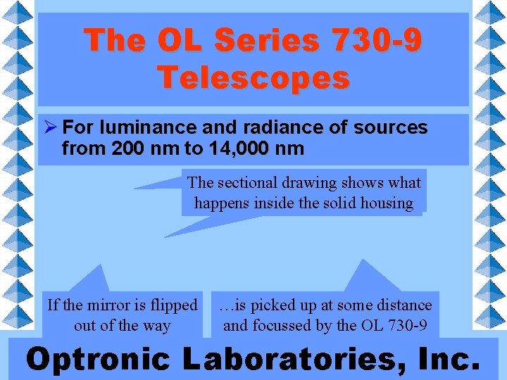 The OL Series 730 -9 Telescopes Ø For luminance and radiance of sources from