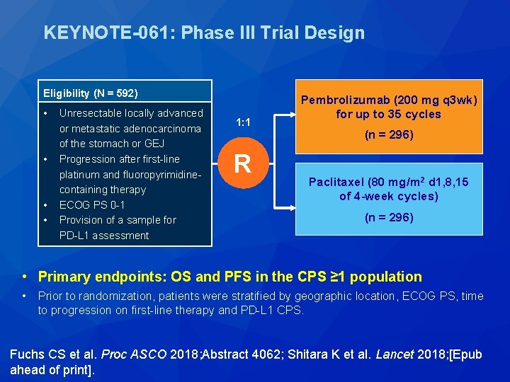 KEYNOTE-061: Phase III Trial Design Eligibility (N = 592) • • Unresectable locally advanced KEYNOTE-061: Phase III Trial Design Eligibility (N = 592) • • Unresectable locally advanced