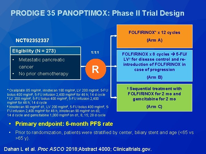 PRODIGE 35 PANOPTIMOX: Phase II Trial Design FOLFIRINOX* x 12 cycles NCT 02352337 (Arm PRODIGE 35 PANOPTIMOX: Phase II Trial Design FOLFIRINOX* x 12 cycles NCT 02352337 (Arm