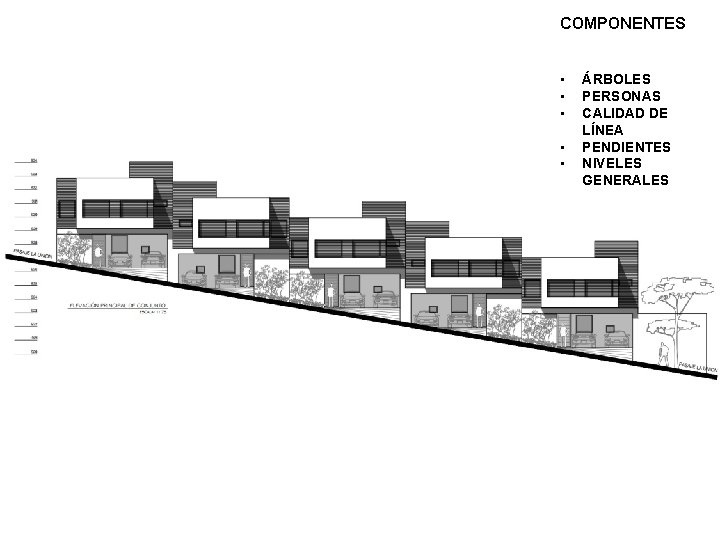 COMPONENTES • • • ÁRBOLES PERSONAS CALIDAD DE LÍNEA PENDIENTES NIVELES GENERALES 
