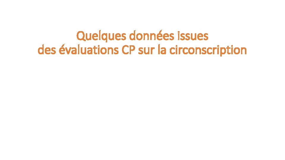 Quelques données issues des évaluations CP sur la circonscription 