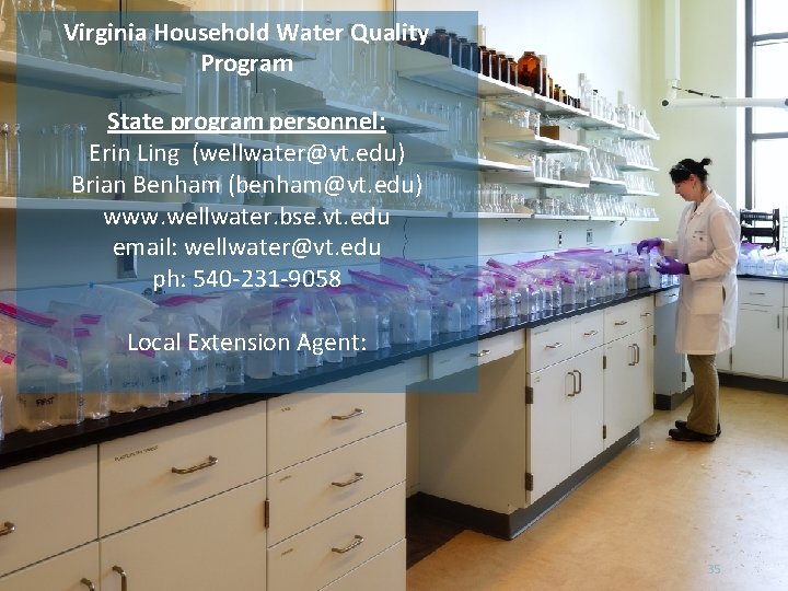 Virginia Household Water Quality Program State program personnel: Erin Ling (wellwater@vt. edu) Brian Benham