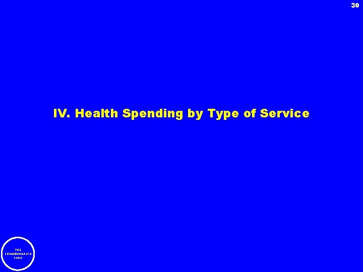 30 IV. Health Spending by Type of Service THE COMMONWEALTH FUND 